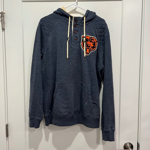 Mitchell & Ness Other - Mitchell & Ness Chicago Bears NFL Throwbacks Henley Hoodie Navy Blue Mens Large